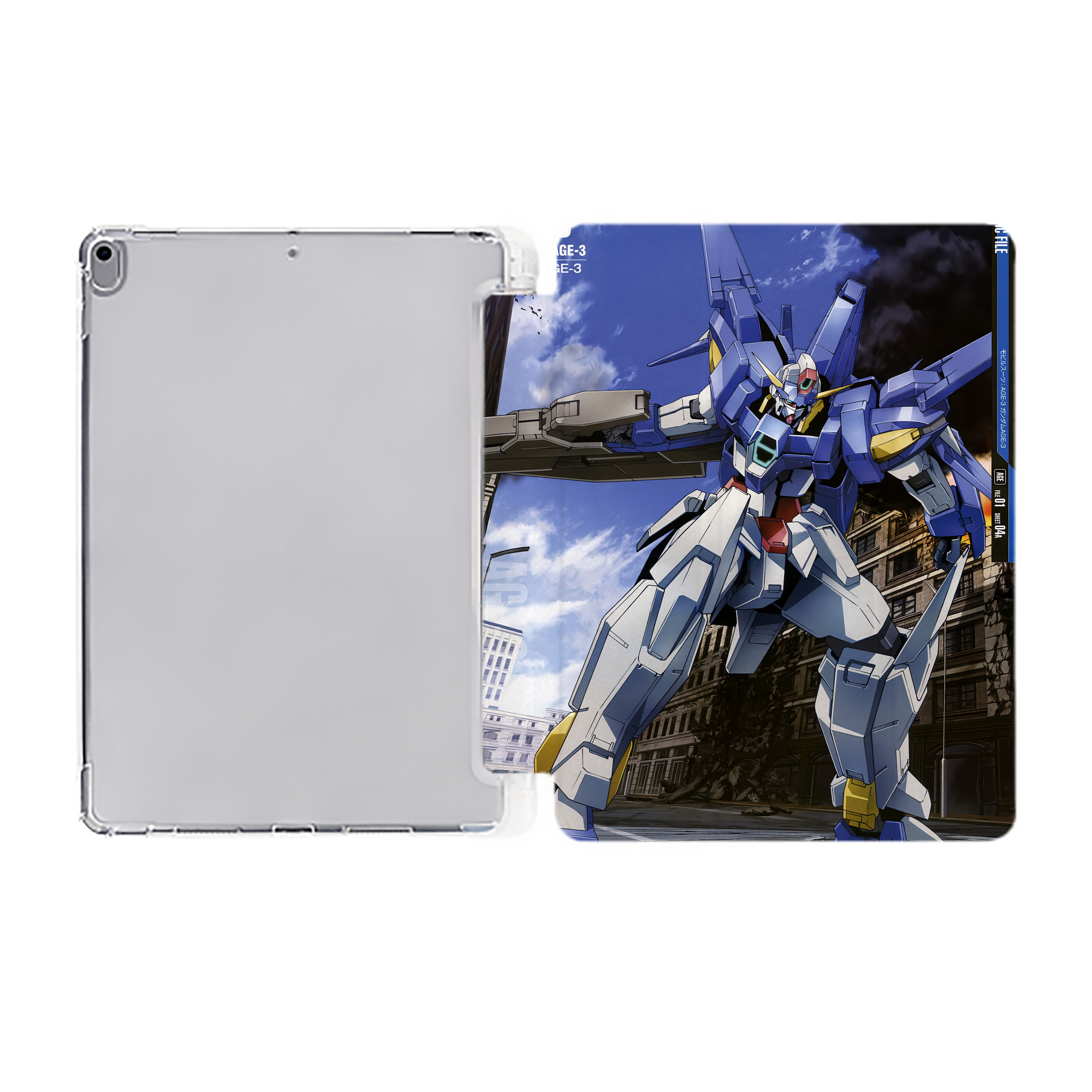 （画像用） 機動戦士ガンダム Mobile Suit Gundam IPad ケース ペン収納付き 三つ折りスタンド PUレザー×シリコン 対応機種9.5/10.5/10.9インチ